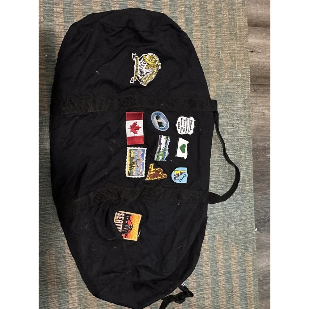REI Co-op 26 Duffle Bag Black Cordura Travel Gym Bag Custom Patches